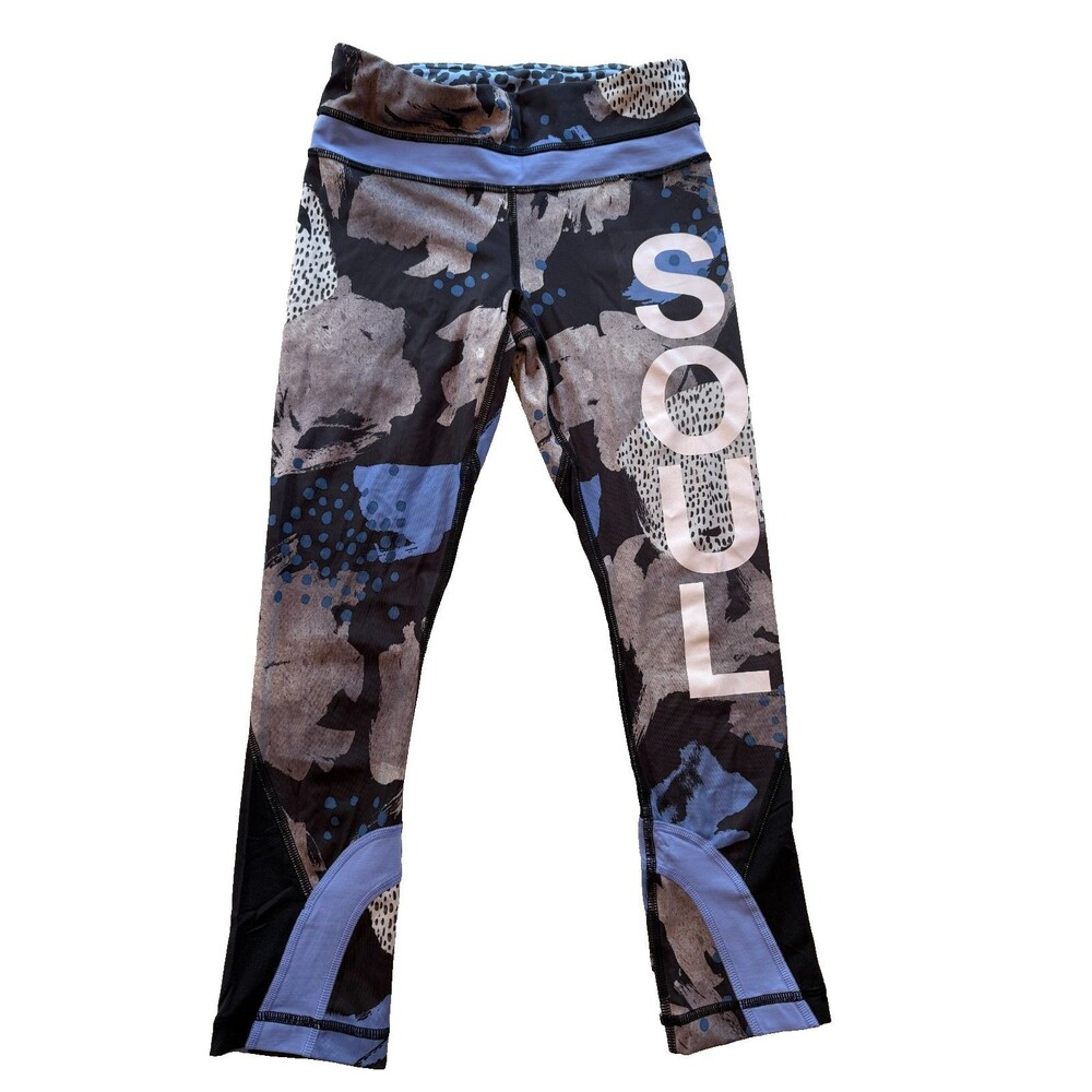 Lululemon for Soul Cycle capri leggings Womens size 2 Blue Black Inspire Crop II